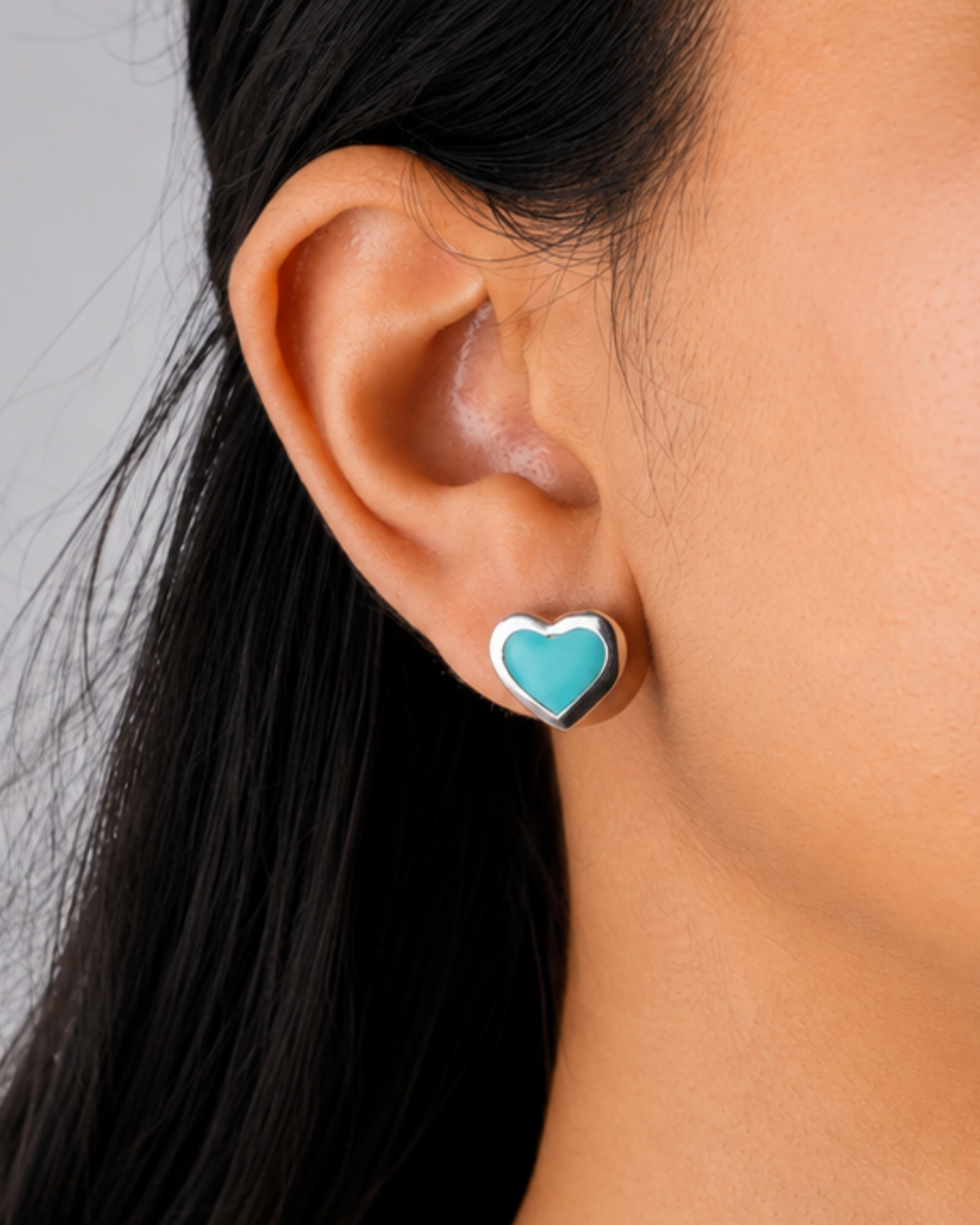 Turquoise Heart Stud Earrings | 92.5 Sterling Silver
