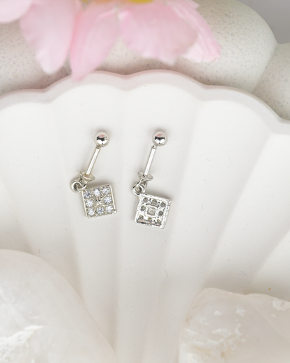 Square Crystal Drop Bugdi Earrings