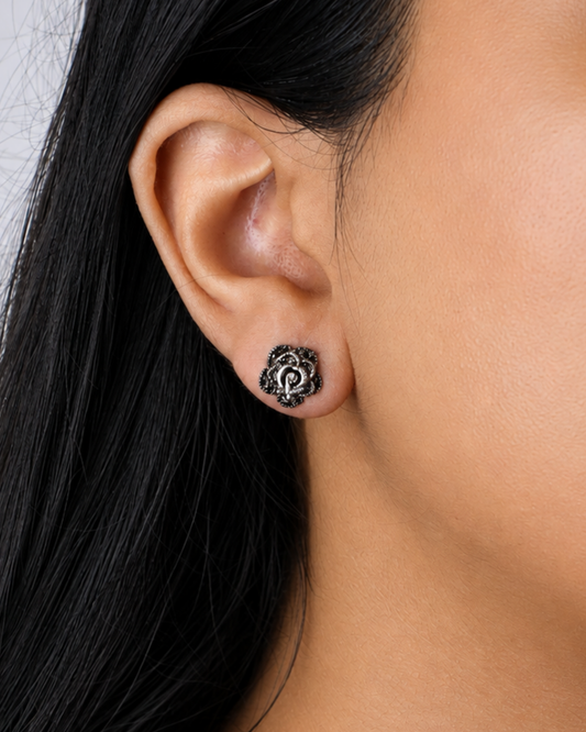 Antique Rose Stud Earrings | 92.5 Sterling Silver