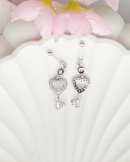 Heart Key Drop Bugdi Earring