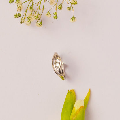 Three Diamond Silver Ring