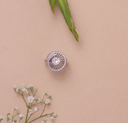 Diamond Stone Silver Ring