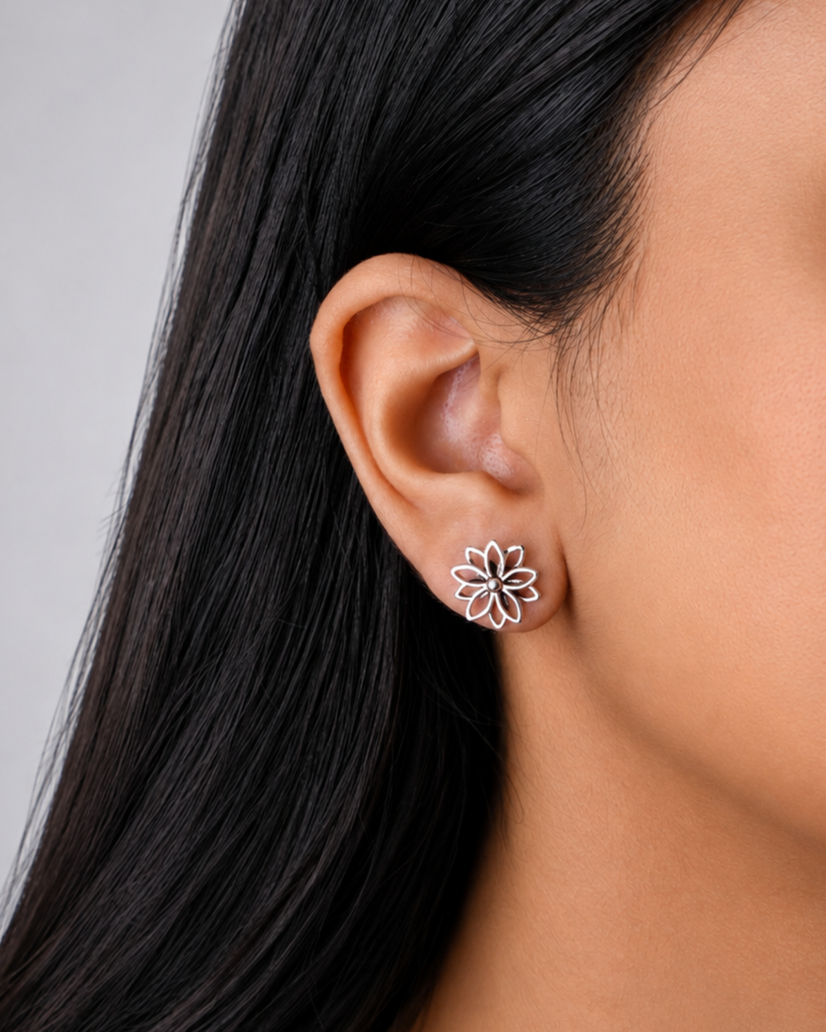 Open Petal Stud Earrings | 92.5 Sterling Silver