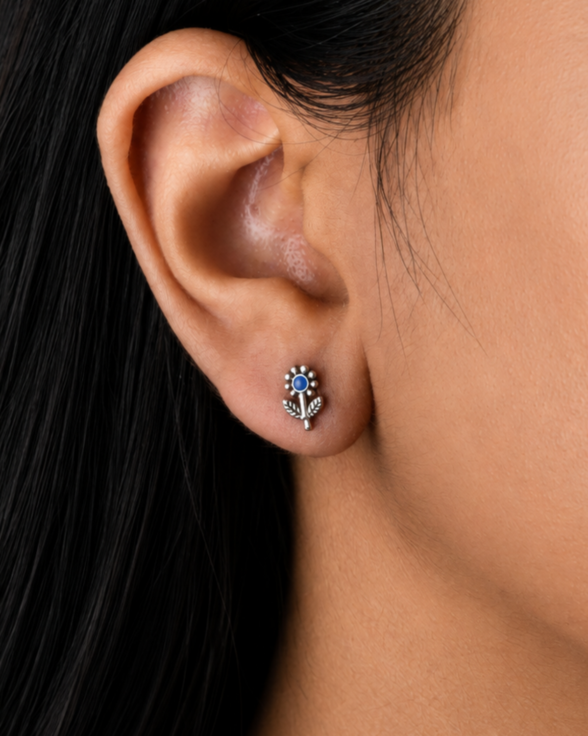 Blue Paisley Stud Earrings | 92.5 Sterling Silver