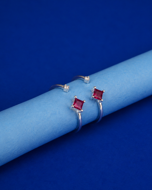 Ruby Solitaire Toe Rings | 92.5 Sterling Silver