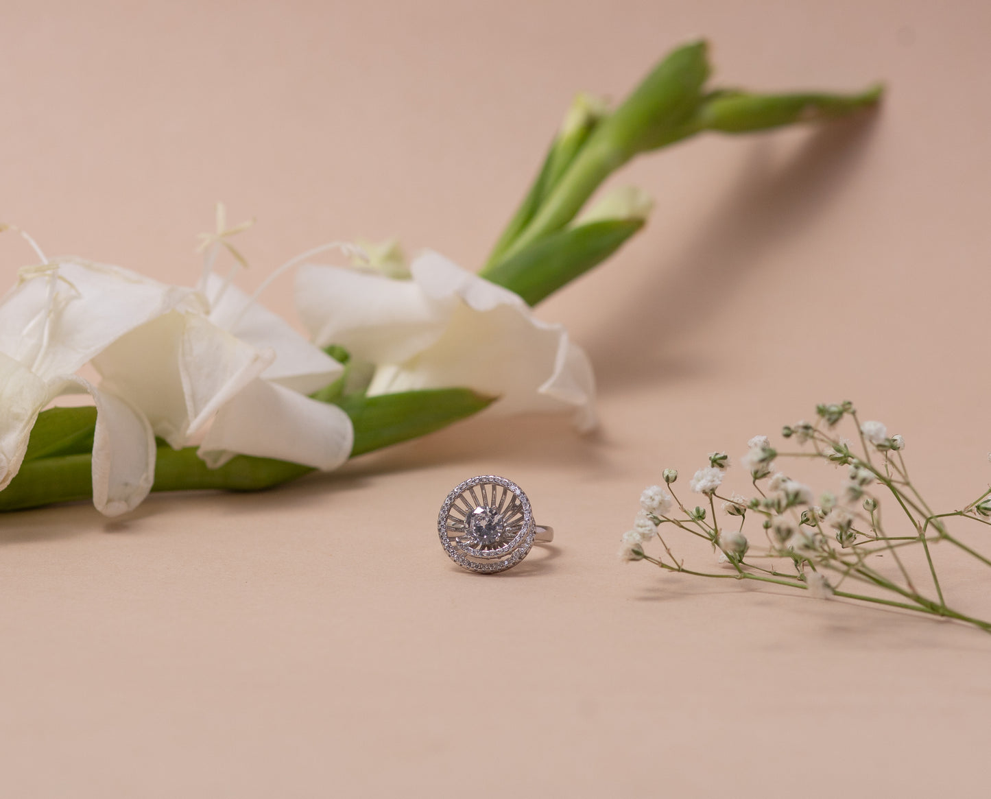 Diamond Stone Silver Ring