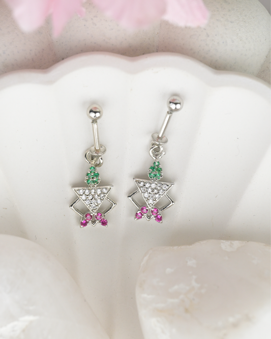 Grid Crystal Drop Bugdi Earrings