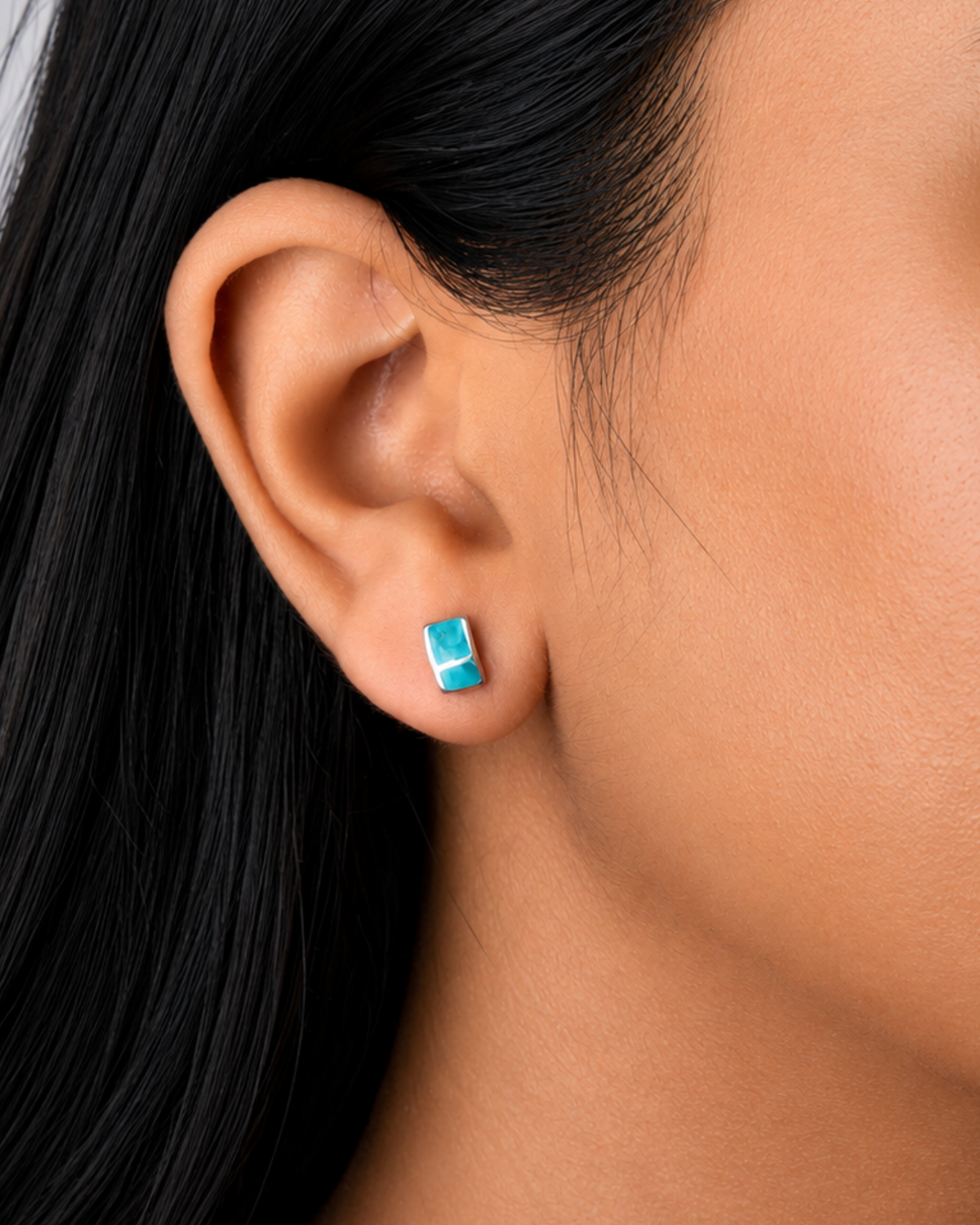 Turquoise Bar Stud Earrings | 92.5 Sterling Silver