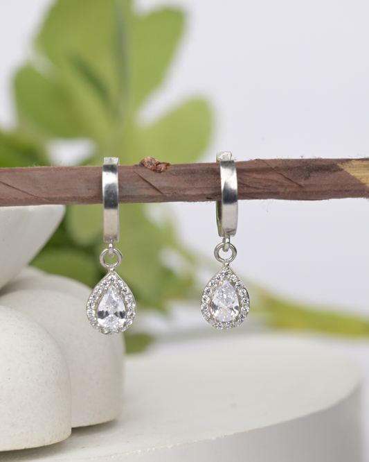 Teardrop Charm Hoop Earrings