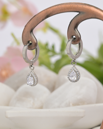 Teardrop Charm Hoop Earrings