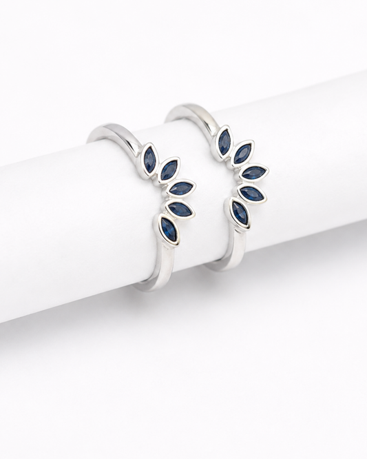 Midnight Petal Bloom Toe Rings | 92.5 Sterling Silver