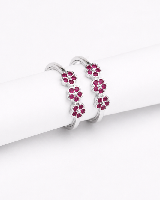 Pink Blossom Trail Toe Rings | 92.5 Sterling Silver