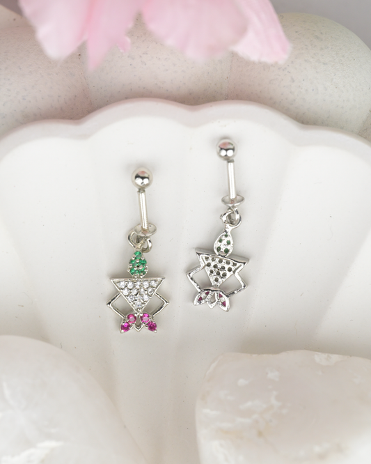 Grid Crystal Drop Bugdi Earrings