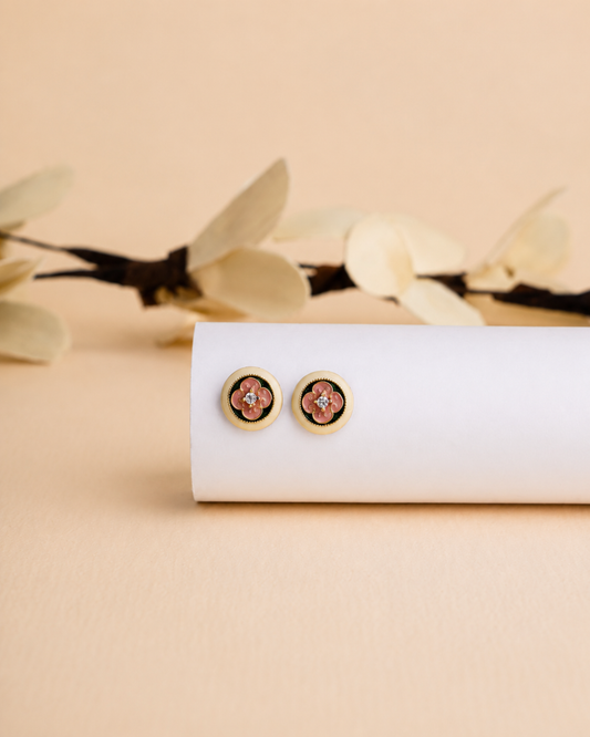 Floral Enamel Medallion Stud Earrings | 92.5 Sterling Silver
