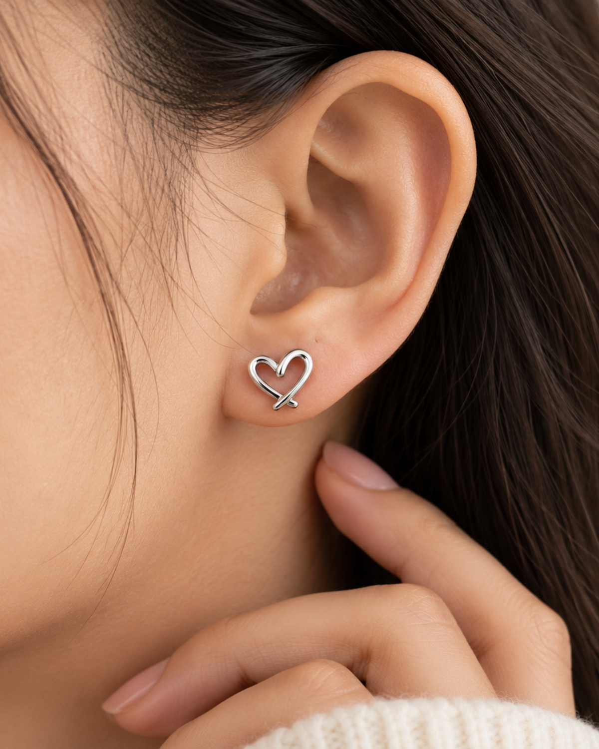 Open Heart Stud Earrings | 92.5 Sterling Silver