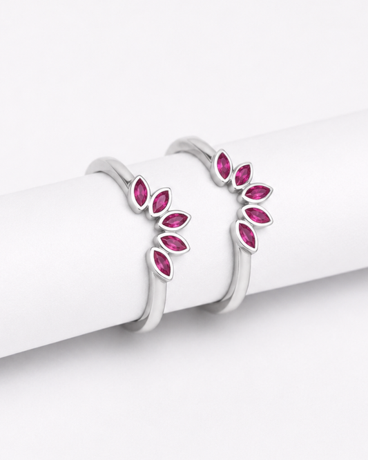 Ruby Petal Bloom Toe Rings | 92.5 Sterling Silver