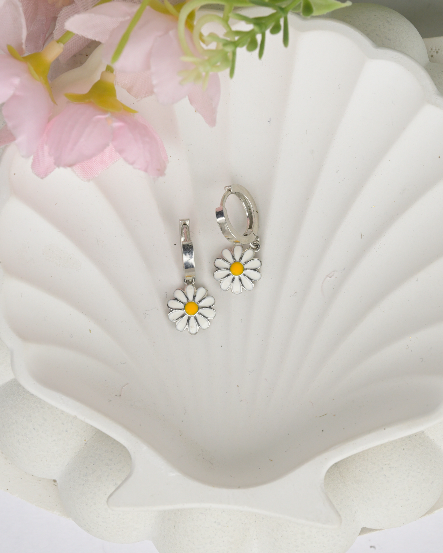 Daisy Charm Hoop Earrings
