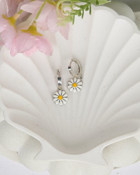 Daisy Charm Hoop Earrings