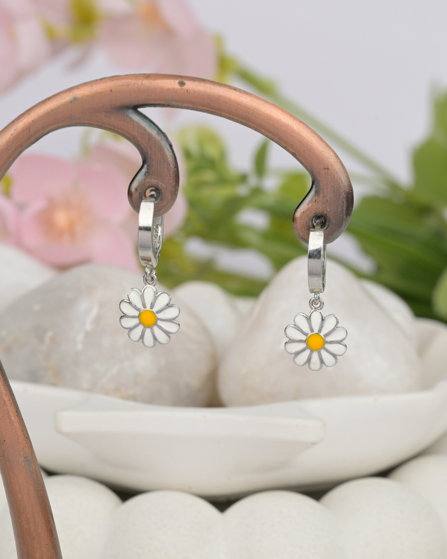Daisy Charm Hoop Earrings