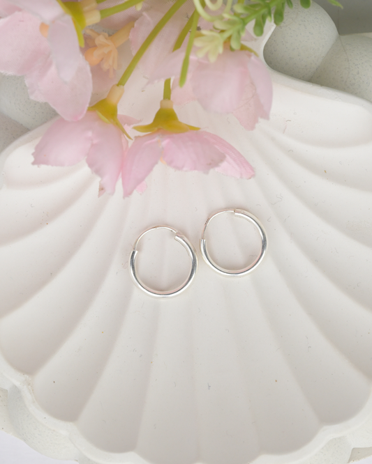 Slim Silver Hoop Earrings