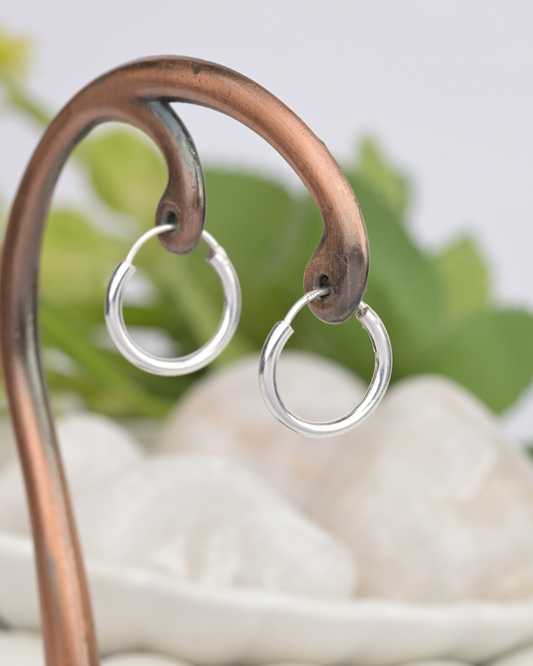 Slim Silver Hoop Earrings