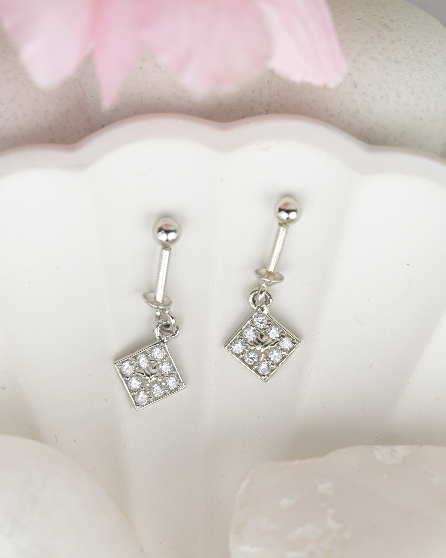 Square Crystal Drop Bugdi Earrings