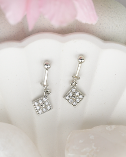 Square Crystal Drop Bugdi Earrings