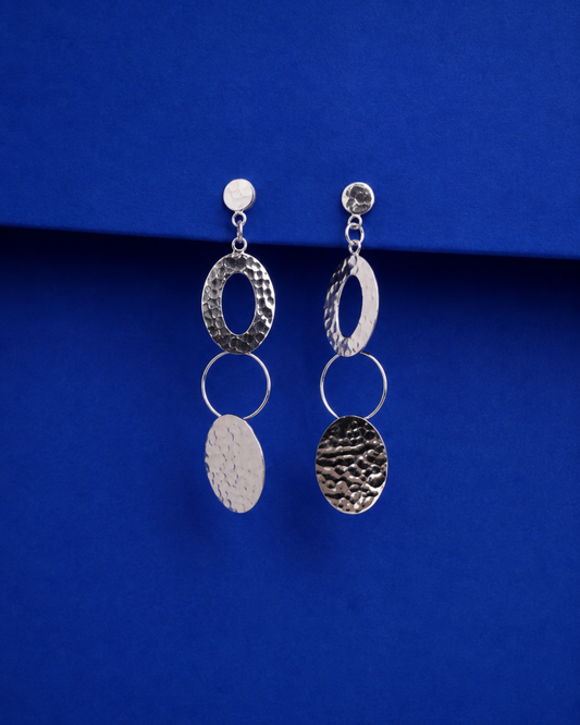 Hammered Geometric Drop Earrings | 92.5 Sterling Silver