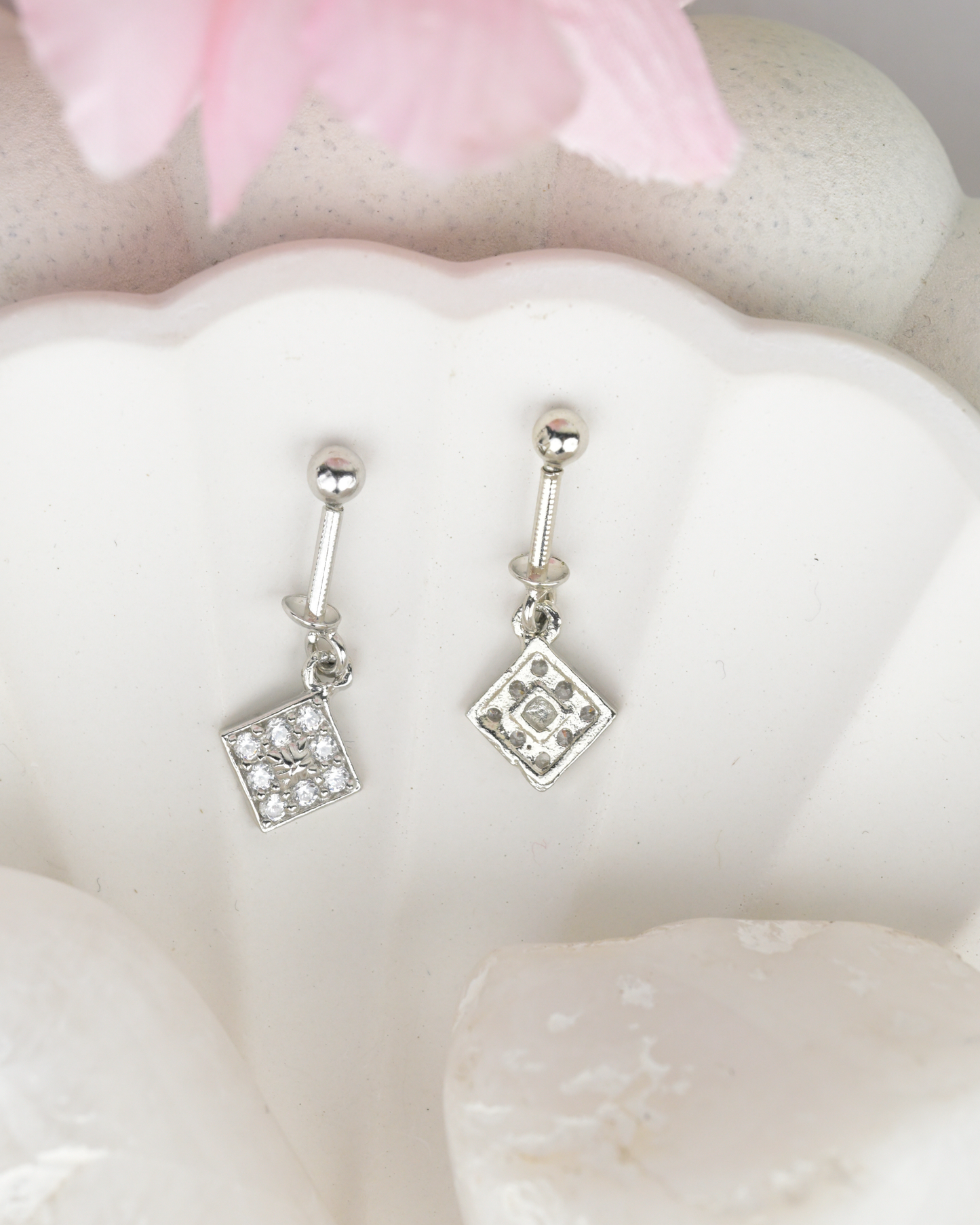 Square Crystal Drop Bugdi Earrings