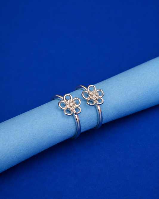 Floral Spark Toe Rings | 92.5 Sterling Silver