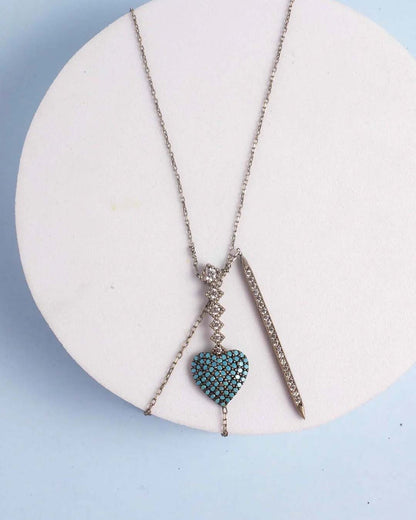 Stylish Green Stone Silver Chain