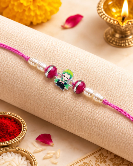 925 Silver Anime Rakhi | Zoro Character Design - Rakhi