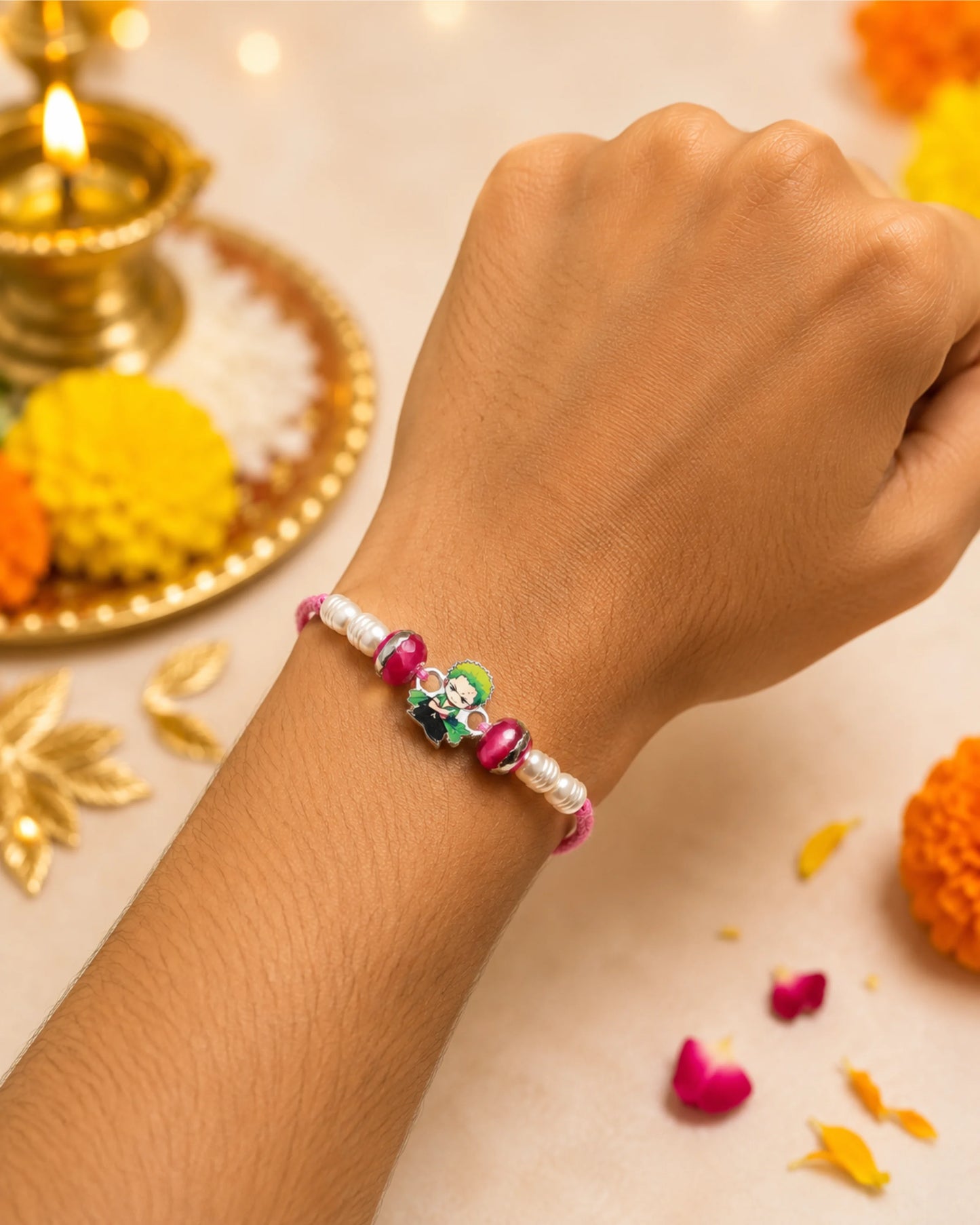 925 Silver Anime Rakhi | Zoro Character Design - Rakhi