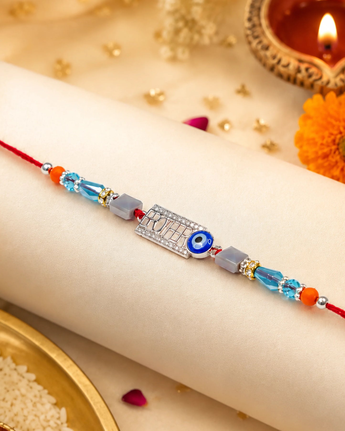925 Silver Brother Evil Eye Rakhi - Rakhi