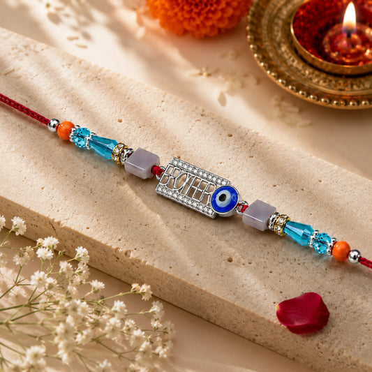 925 Silver Brother Evil Eye Rakhi - Rakhi