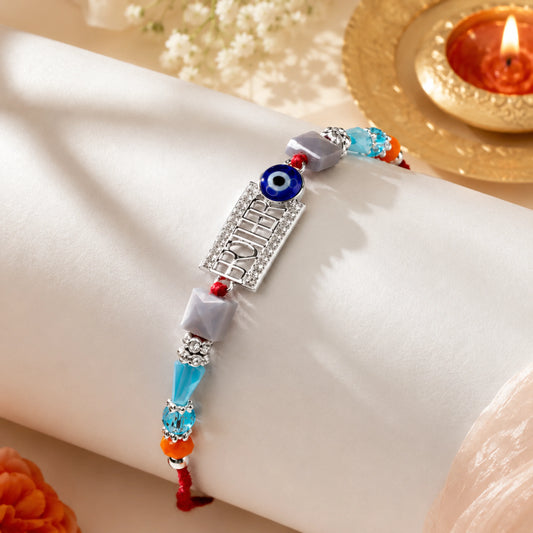 925 Silver Brother Evil Eye Rakhi - Rakhi