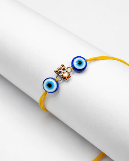 925 Silver Evil Eye Owl Rakhi - Rakhi