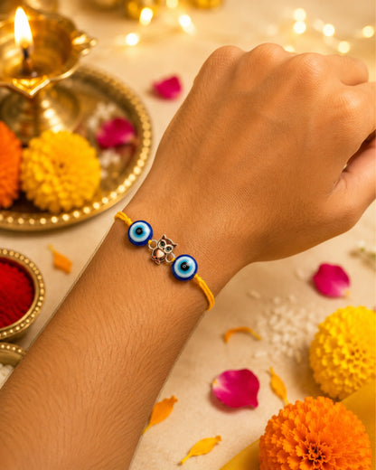 925 Silver Evil Eye Owl Rakhi - Rakhi