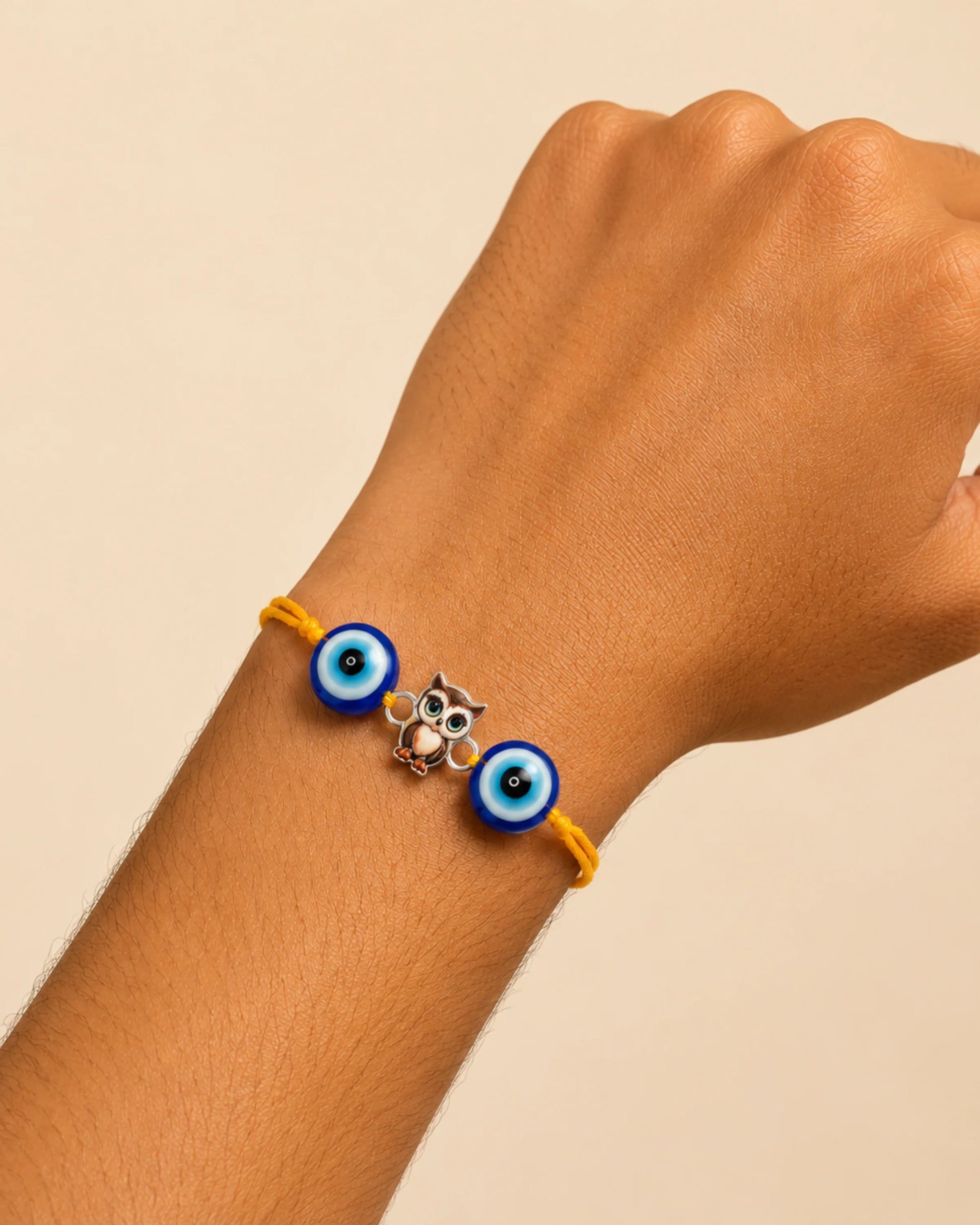 925 Silver Evil Eye Owl Rakhi - Rakhi