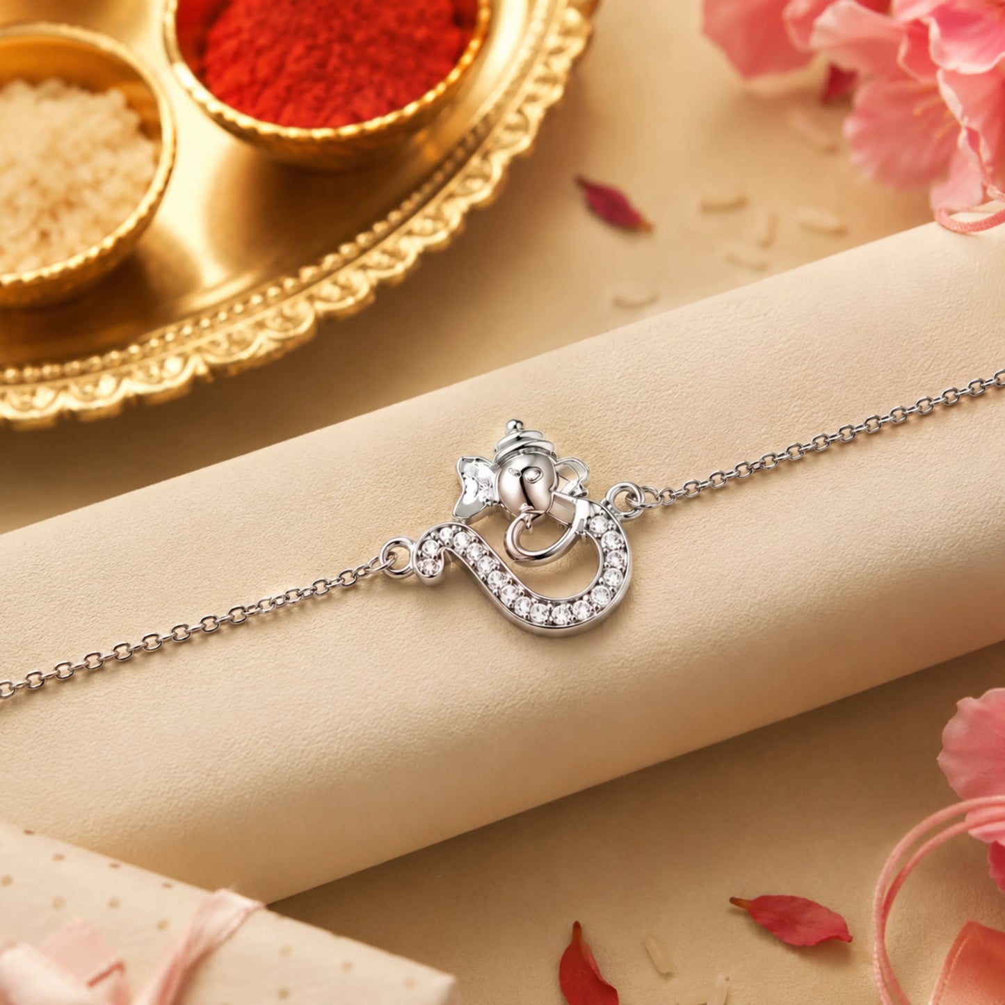 925 Silver Ganesha Bracelet Rakhi - Rakhi