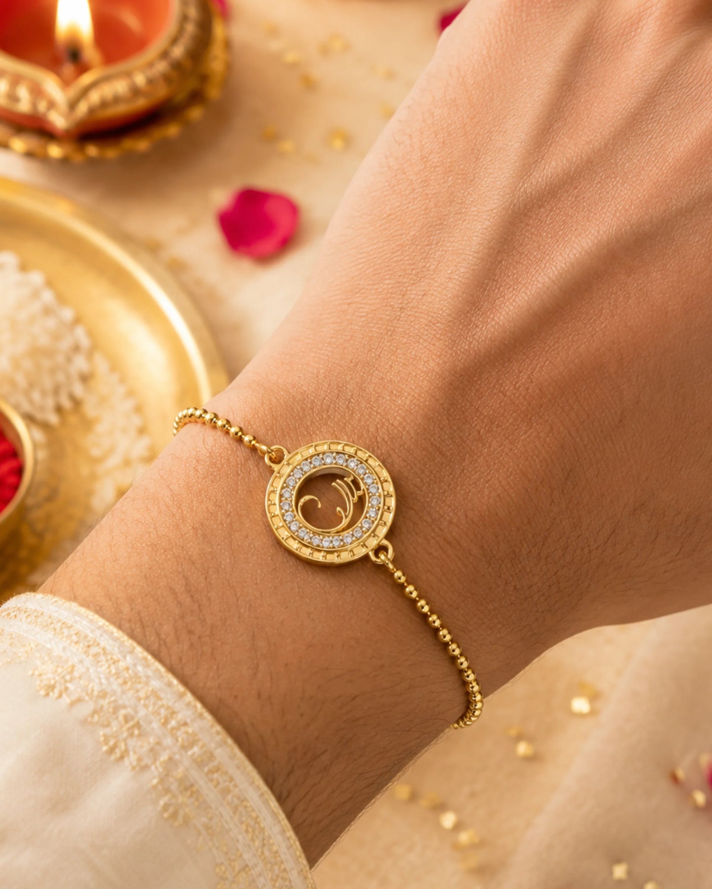 925 Silver Om Bracelet Rakhi | Gold Plated - Rakhi