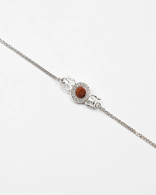 925 Silver Rudraksha Trishul Rakhi - Rakhi
