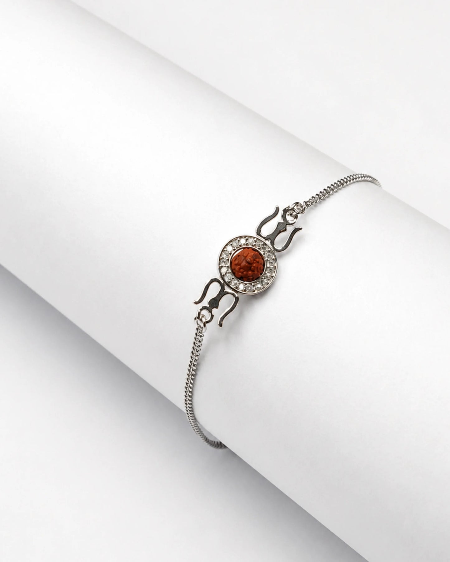 925 Silver Rudraksha Trishul Rakhi - Rakhi