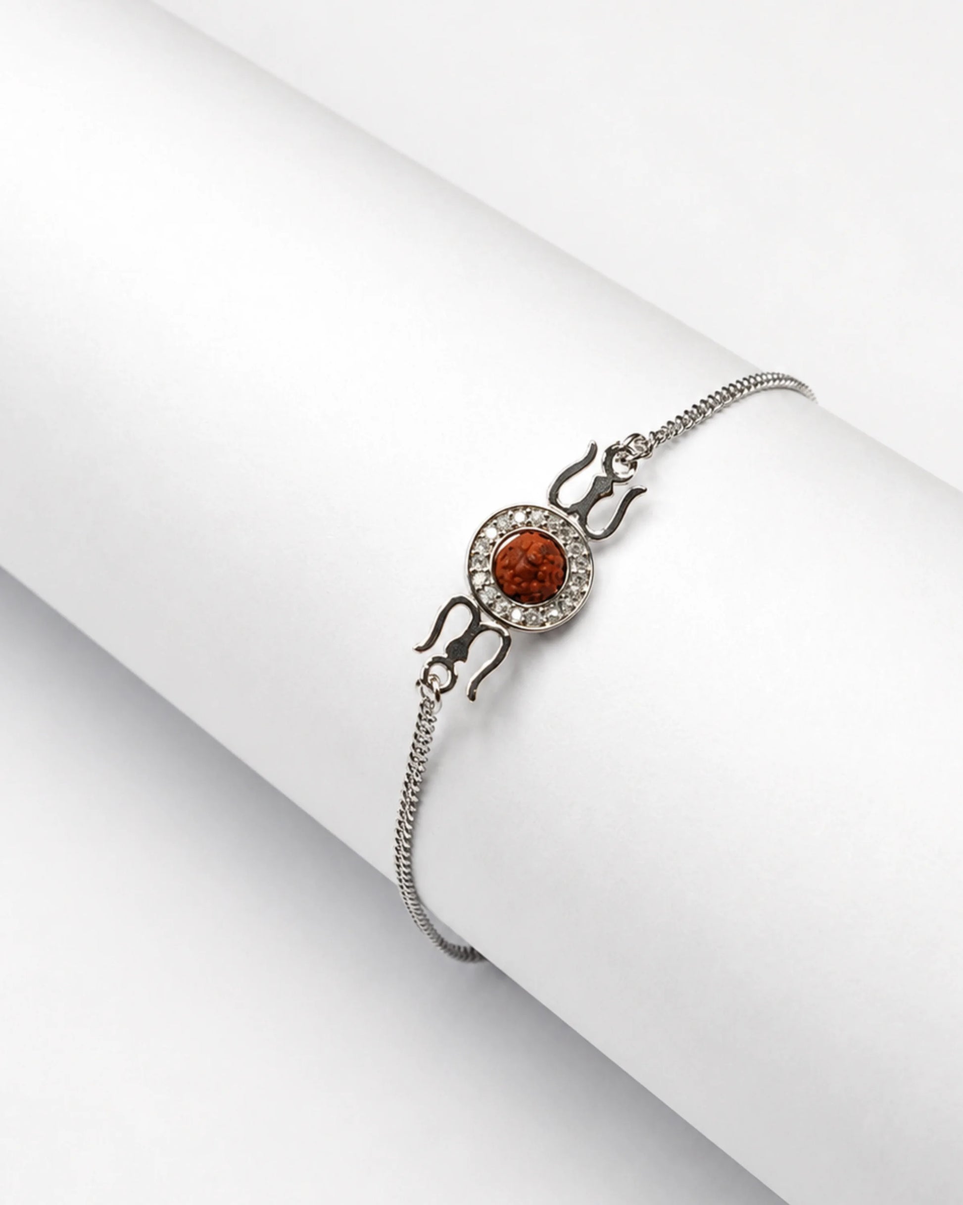 925 Silver Rudraksha Trishul Rakhi - Rakhi
