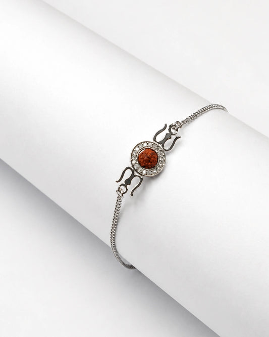 925 Silver Rudraksha Trishul Rakhi - Rakhi