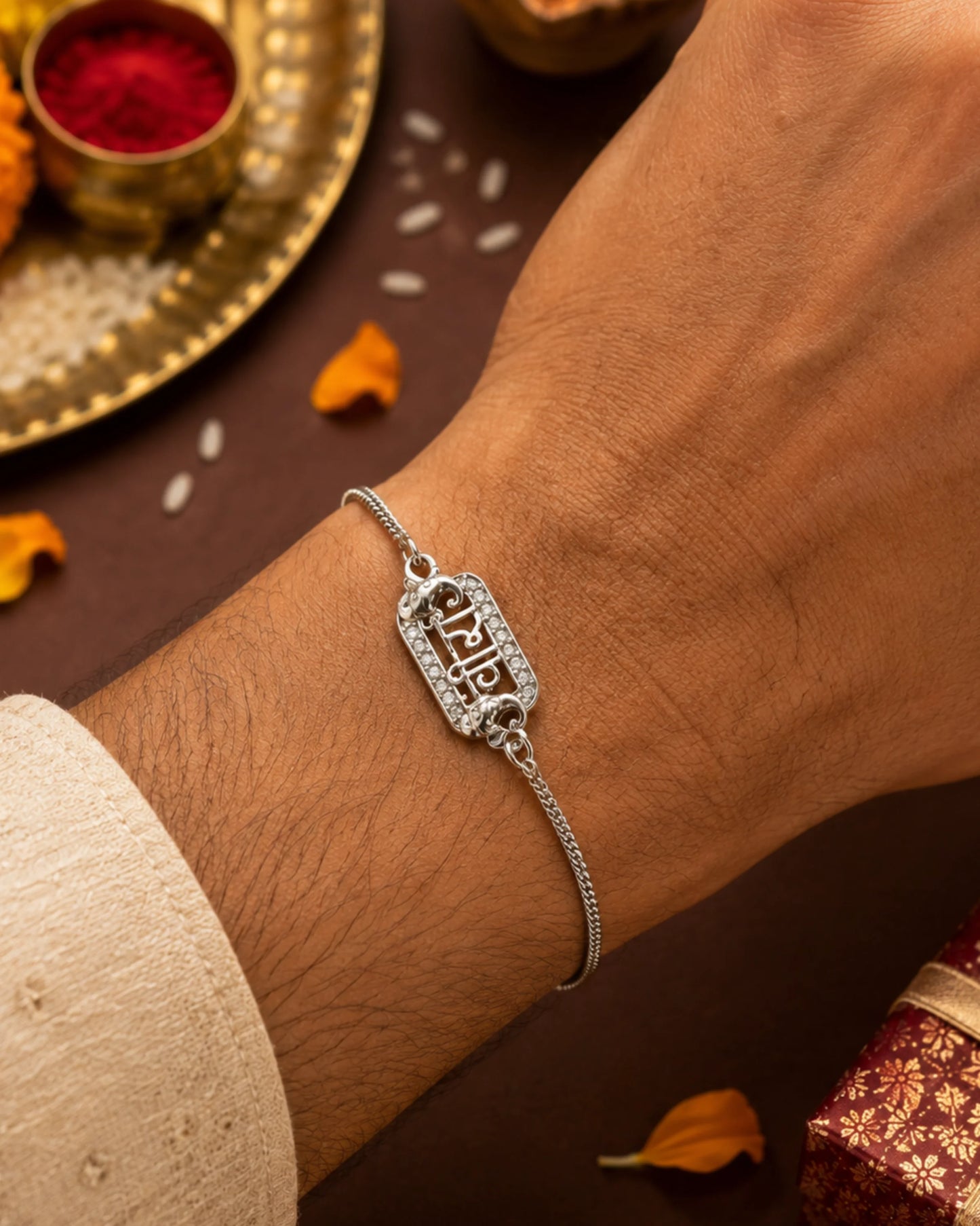 925 Silver Veera Bracelet Rakhi - Rakhi