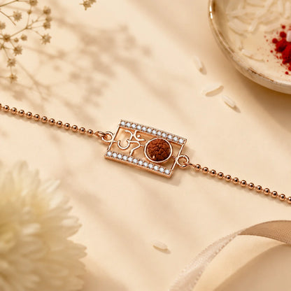925 Sterling Silver Om Rudraksha Bracelet for Men - Rakhi