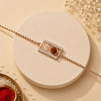 925 Sterling Silver Om Rudraksha Bracelet for Men - Rakhi
