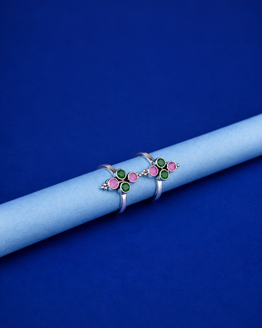 Emerald Blush Bloom Toe Rings | 92.5 Sterling Silver