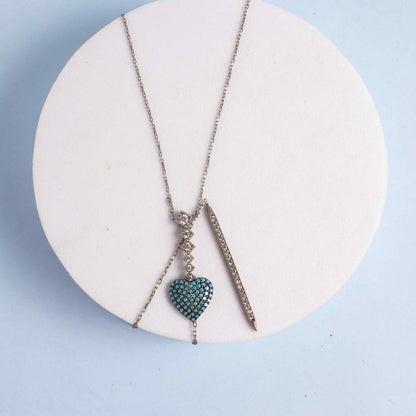 Stylish Green Stone Silver Chain